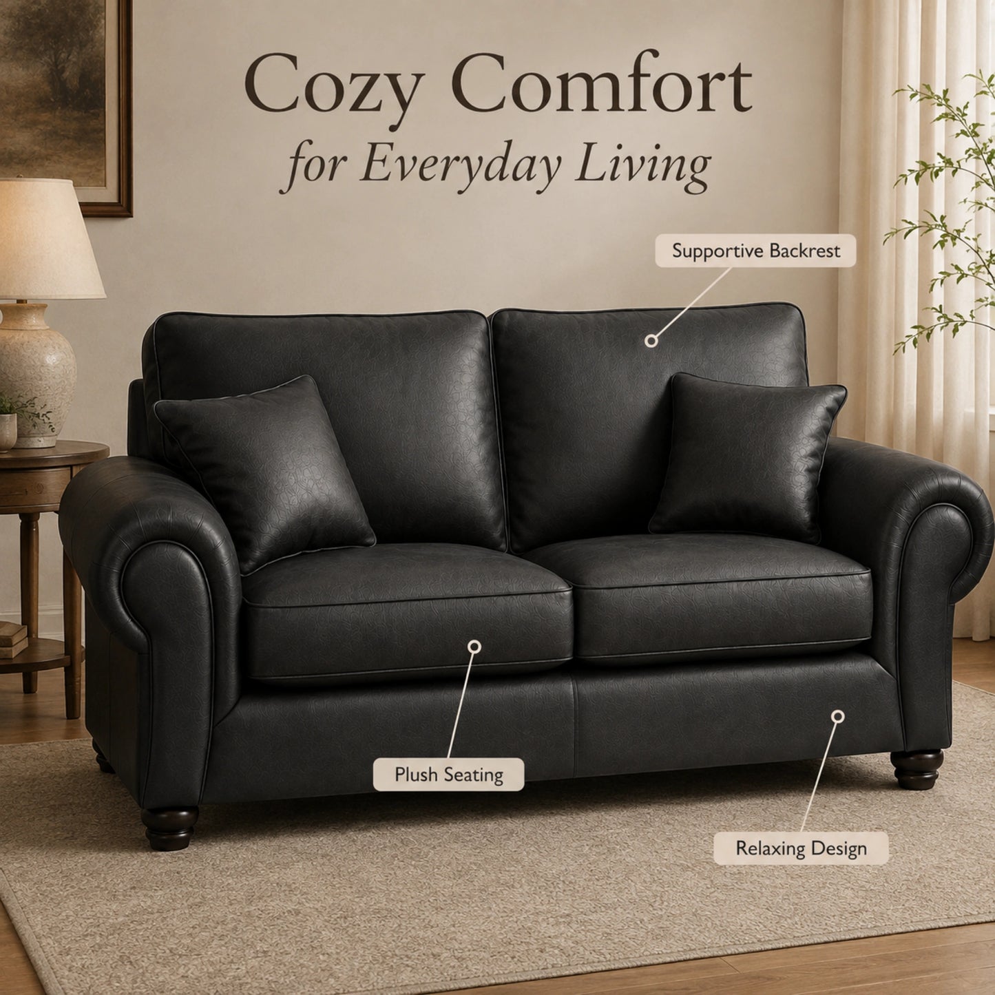 Black 3+2 Seater