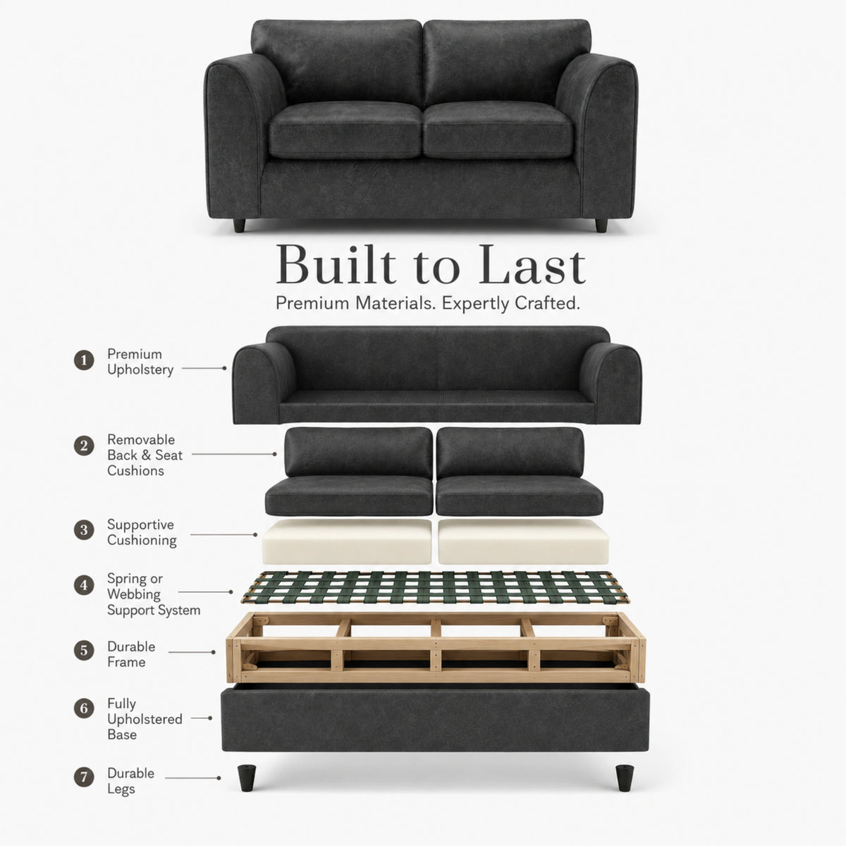 Black 3+2 Seater