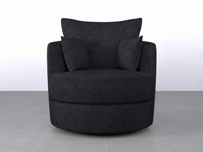 Black Gamzo Outlet Alaska Fabric Swivel Chair with padded seat and backrest, designed for comfort and modern style.