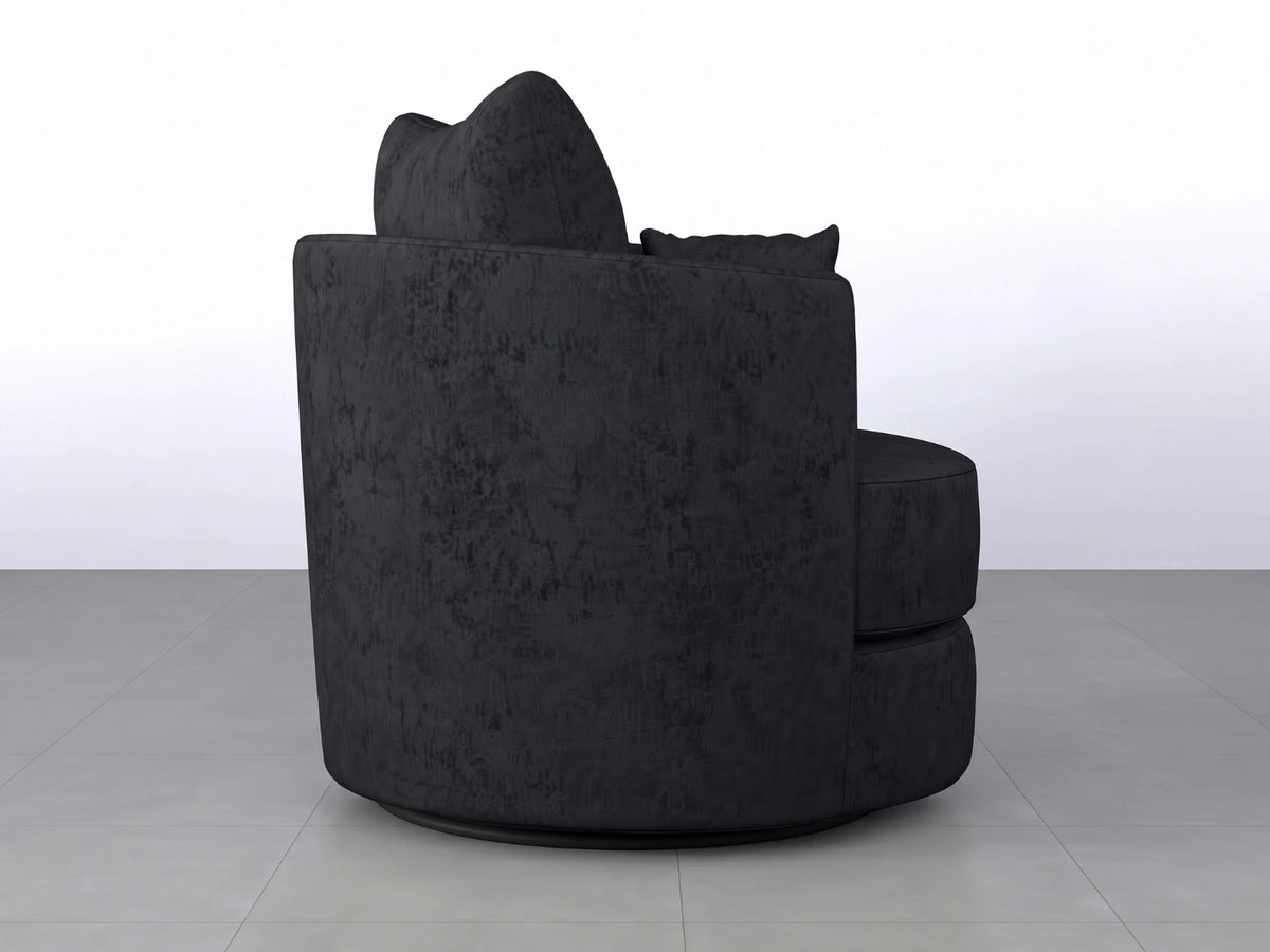 Black Gamzo Outlet Alaska Fabric Swivel Chair with cushioned seat and backrest, modern design for living room or office use