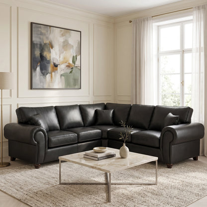 Wilcot Full Back Leather Corner Sofa