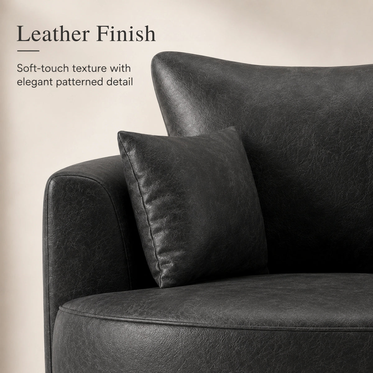 Black Dillon leather swivel chair by Gamzo Outlet featuring a modern sofa design with a comfortable, padded seat and sleek armrests.