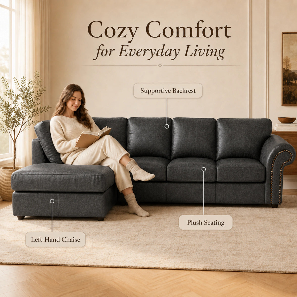Black 5 Seater Left hand facing