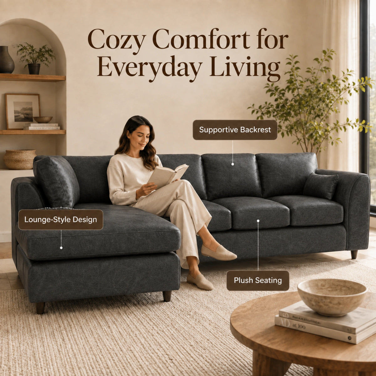 Black | 5 Seater | Left Hand Facing