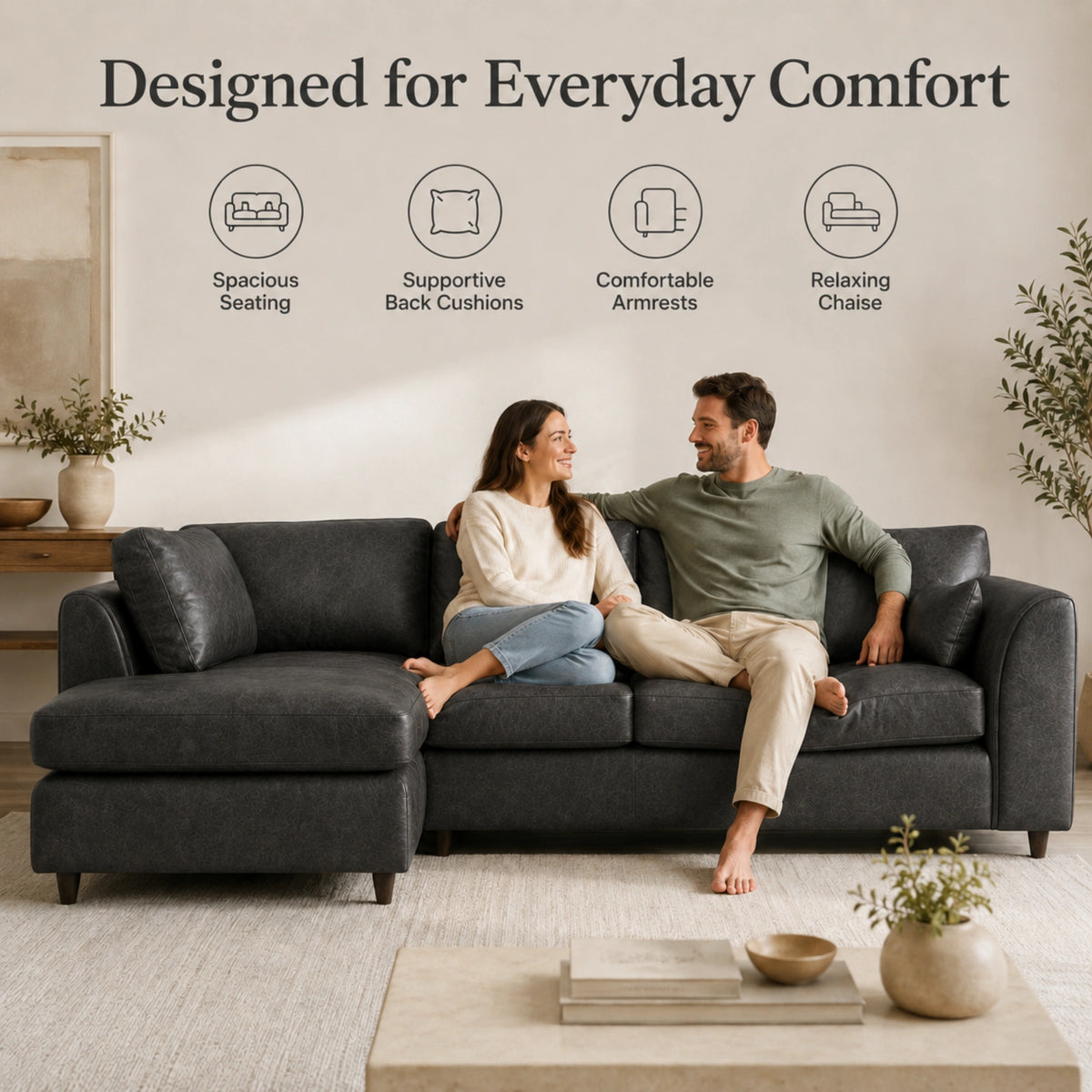 Black | 5 Seater | Left Hand Facing