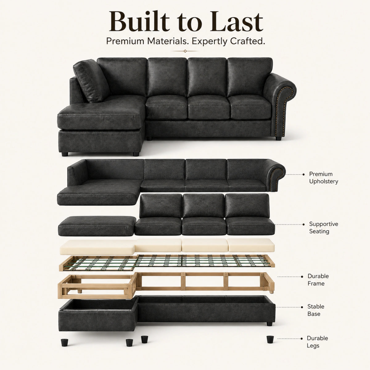 Black 5 Seater Left hand facing