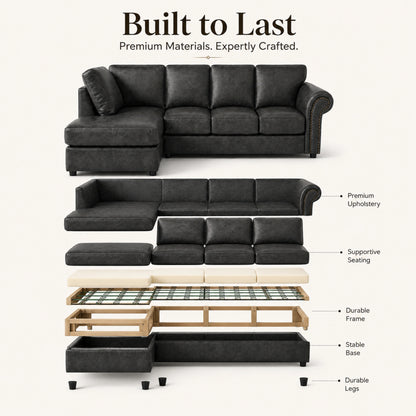 Black 5 Seater Left hand facing