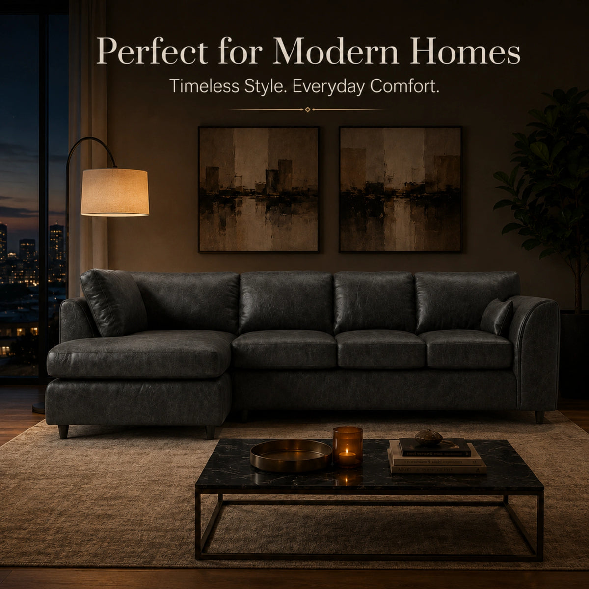 Black | 5 Seater | Left Hand Facing