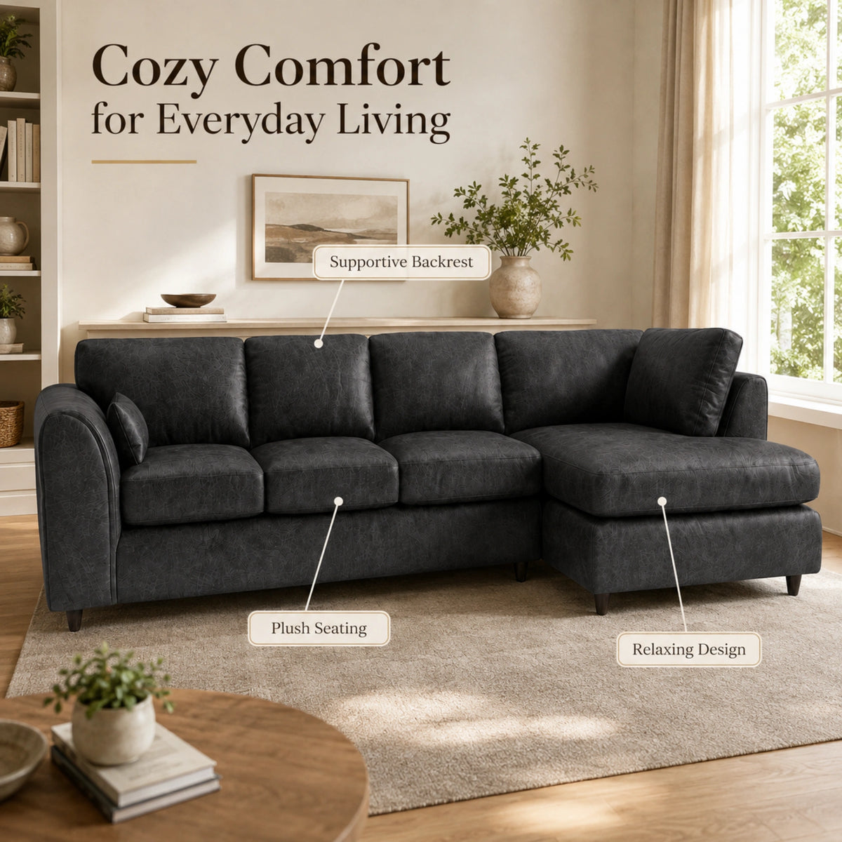 Black | 5 Seater | Right Hand Facing