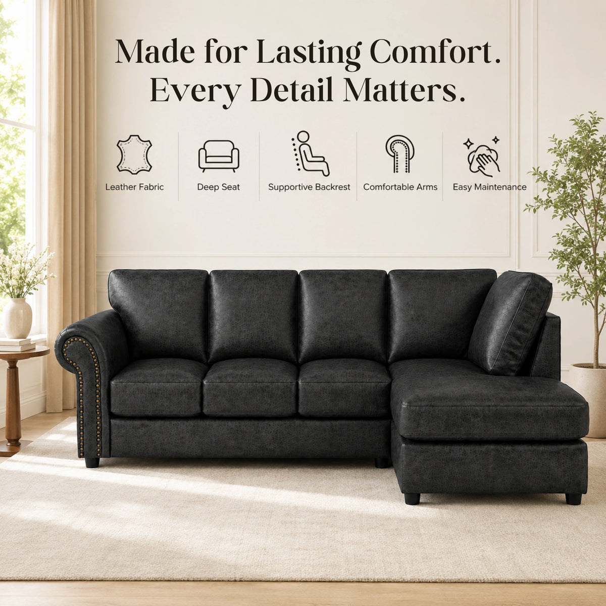 Black 5 Seater Right hand facing