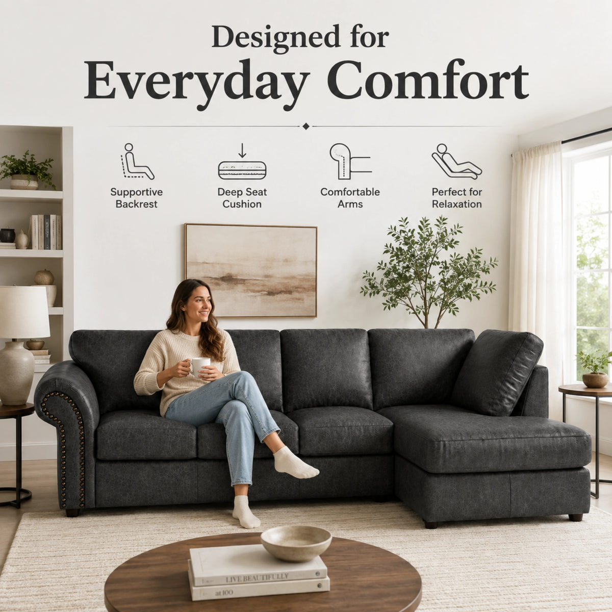 Black 5 Seater Right hand facing