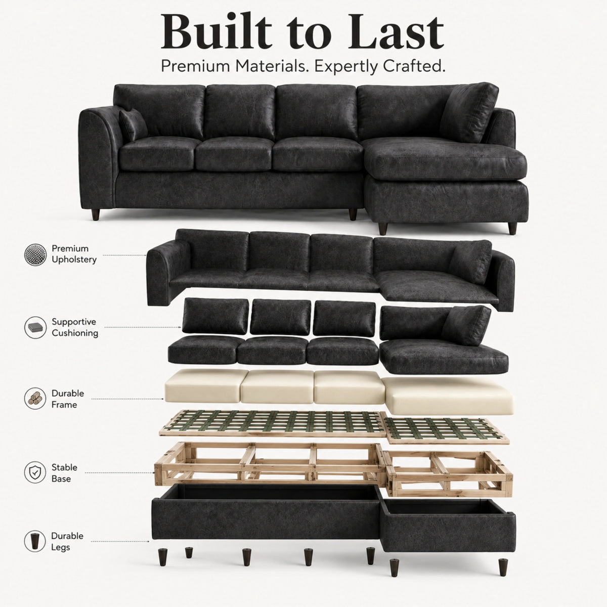 Black | 5 Seater | Right Hand Facing