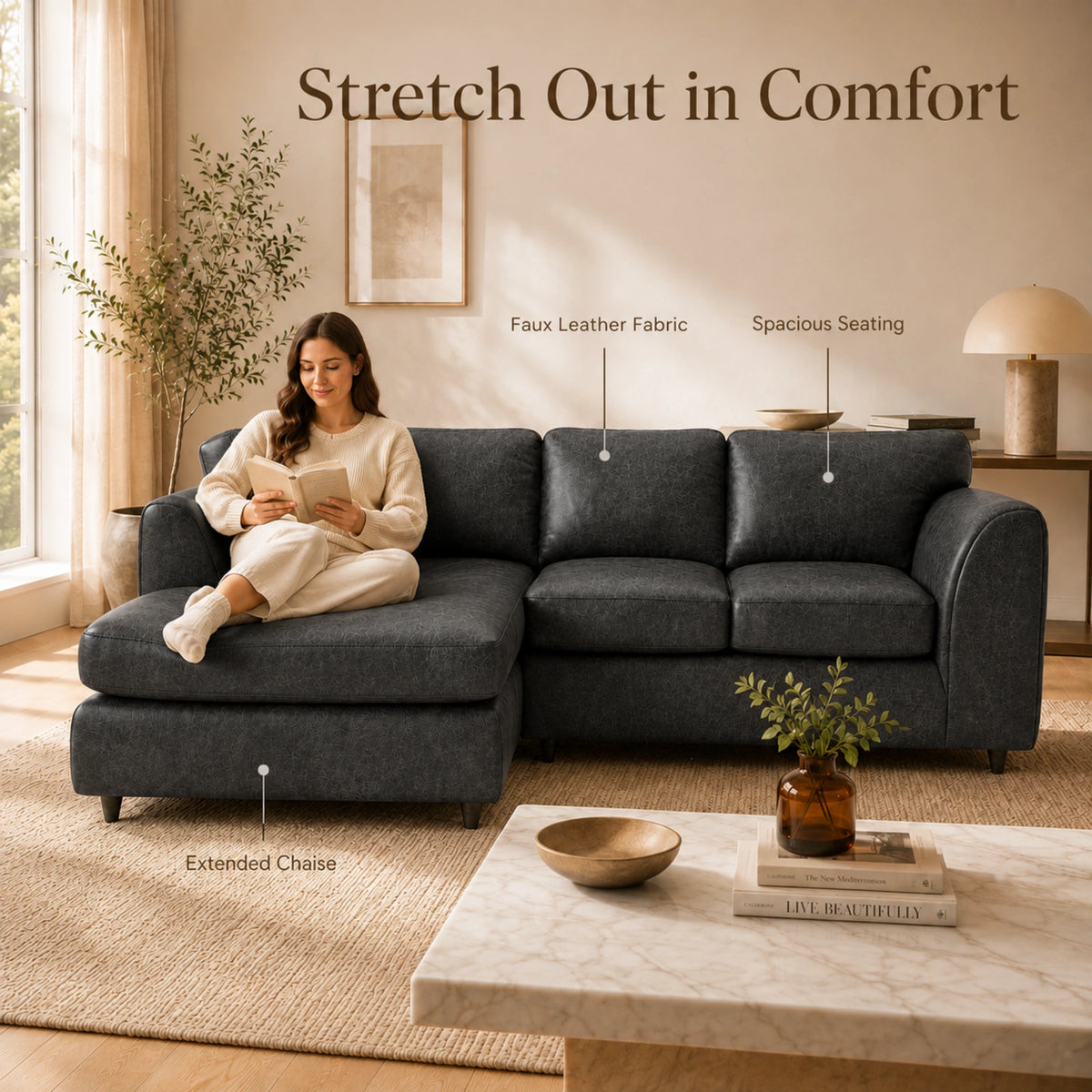 Black 4 Seater Left Hand Facing