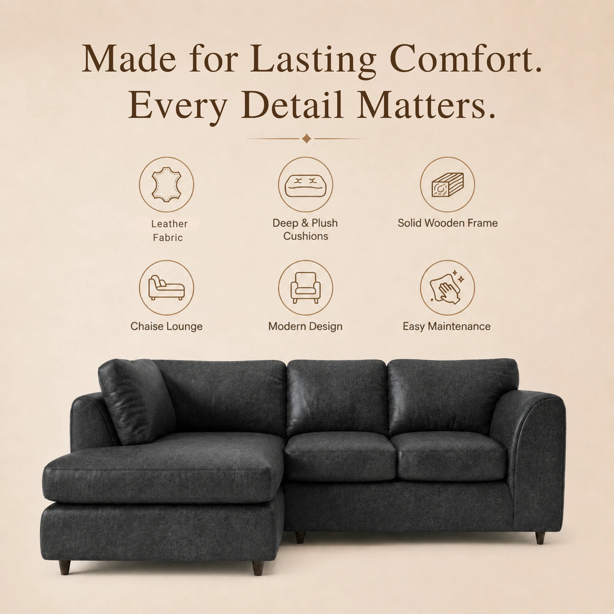 Black 4 Seater Left Hand Facing