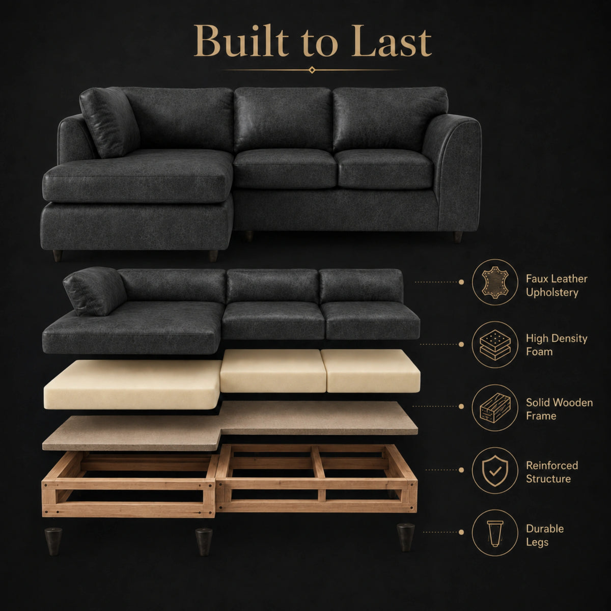 Black 4 Seater Left Hand Facing