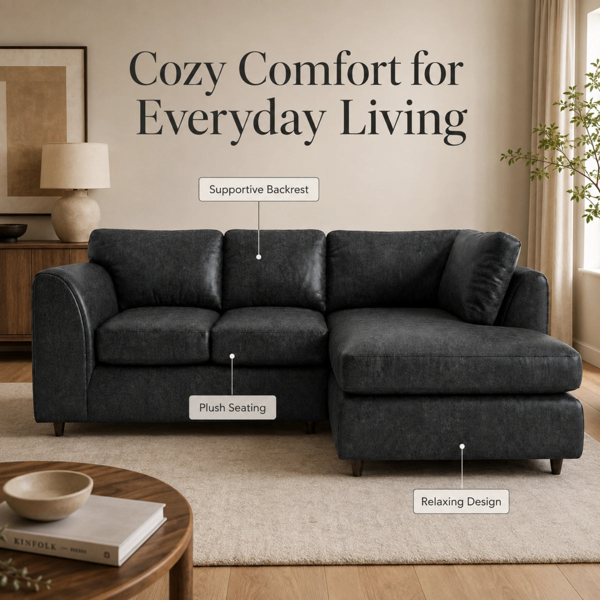 Black | 4 Seater | Right Hand Facing
