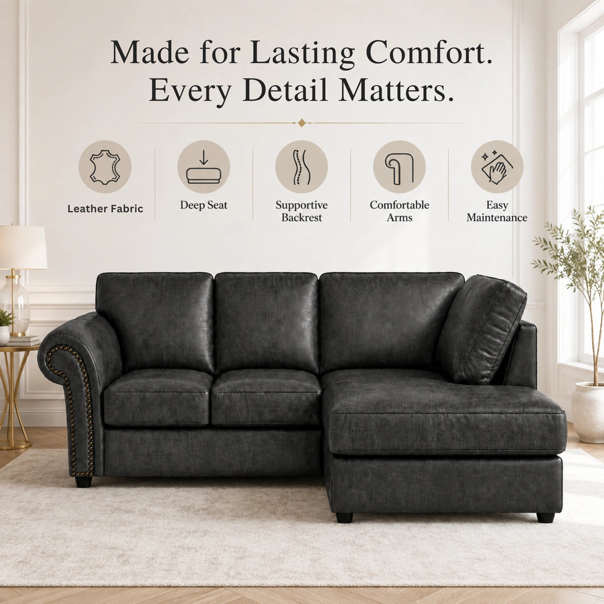 Black 4 Seater Right Hand facing