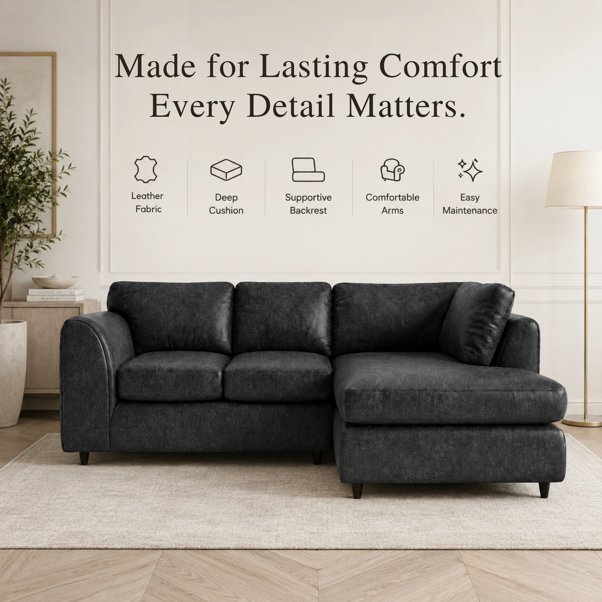 Black | 4 Seater | Right Hand Facing