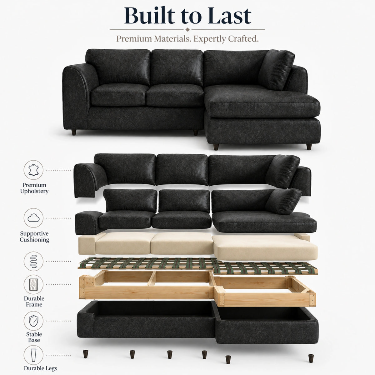 Black | 4 Seater | Right Hand Facing