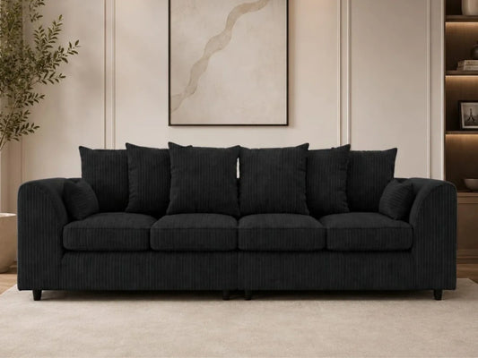 Jumbo Cord Fabric 4 Seater Scatter back Sofa