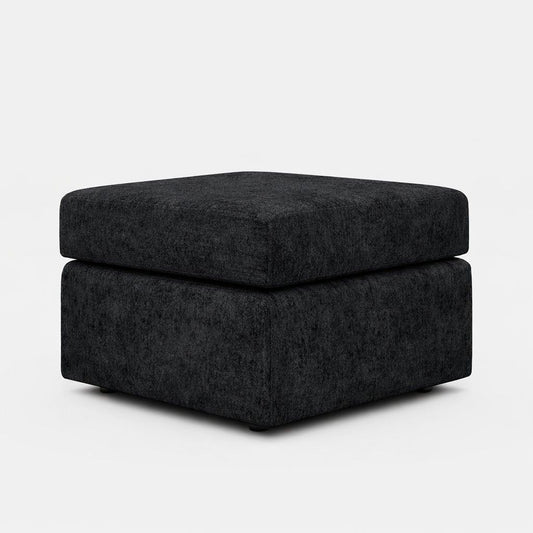 Black Alaska fabric footstool from Gamzo Outlet, designed as a stylish addition to corner sofas.
