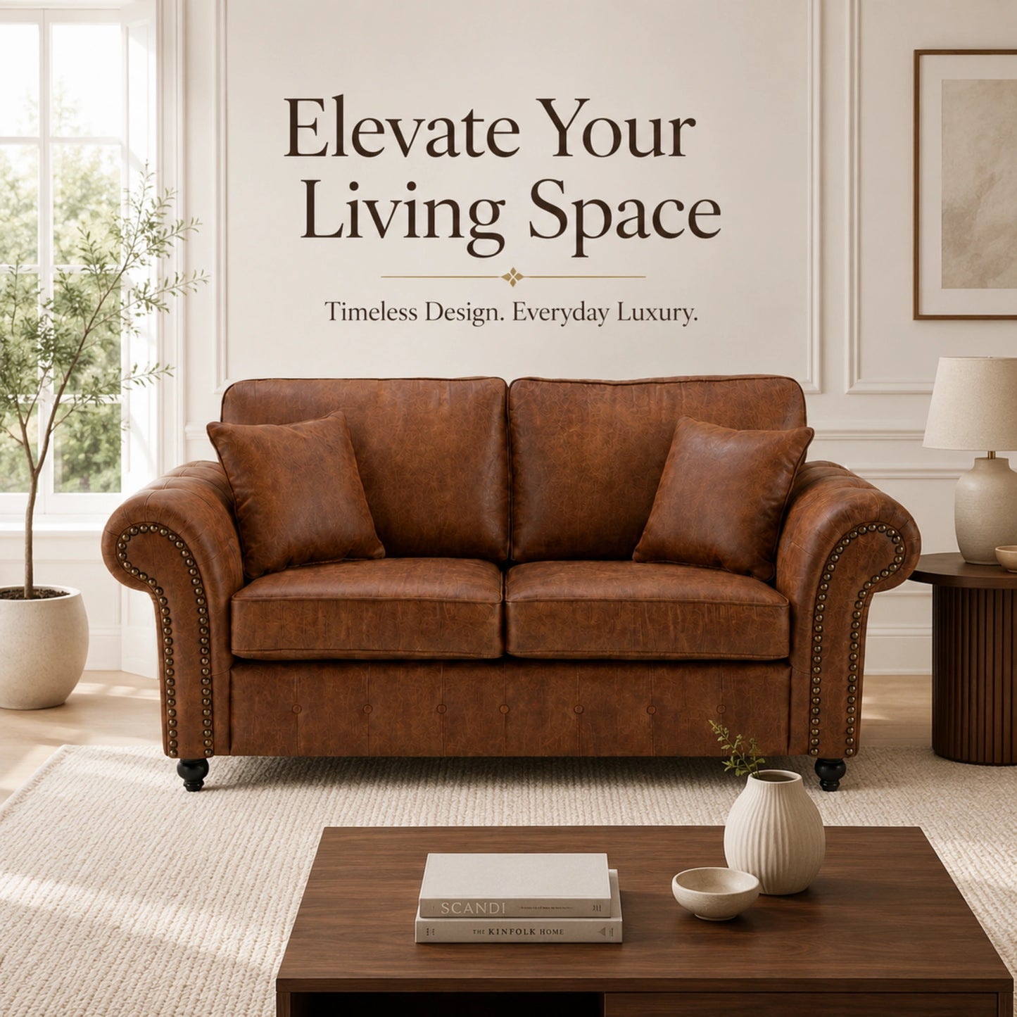 Oakland Full Back 2 Seater Leather Sofa