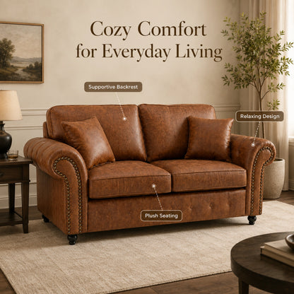 Oakland Full Back 2 Seater Leather Sofa