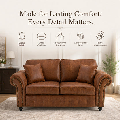 Oakland Full Back 2 Seater Leather Sofa