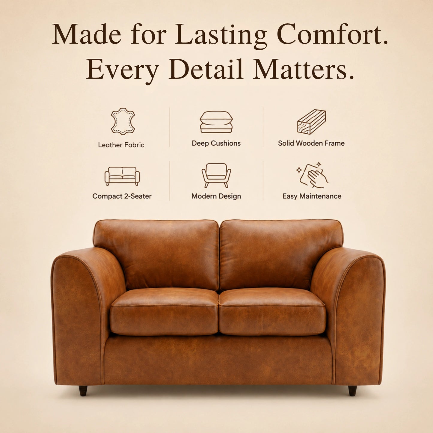 Brown 2 Seater