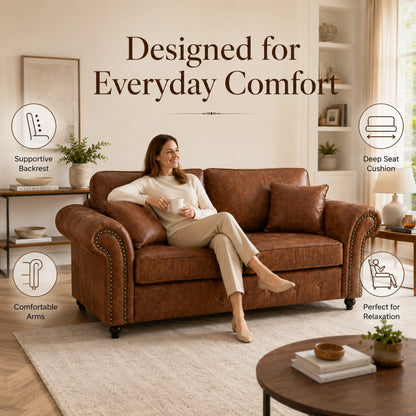 Oakland Full Back 2 Seater Leather Sofa