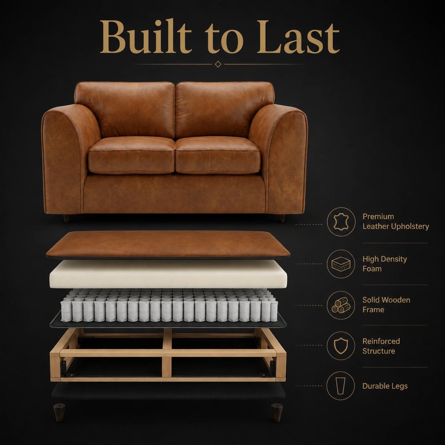 Brown 2 Seater