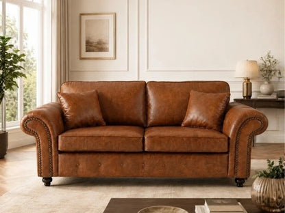 Oakland 3 Seater Full Back Leather Sofa