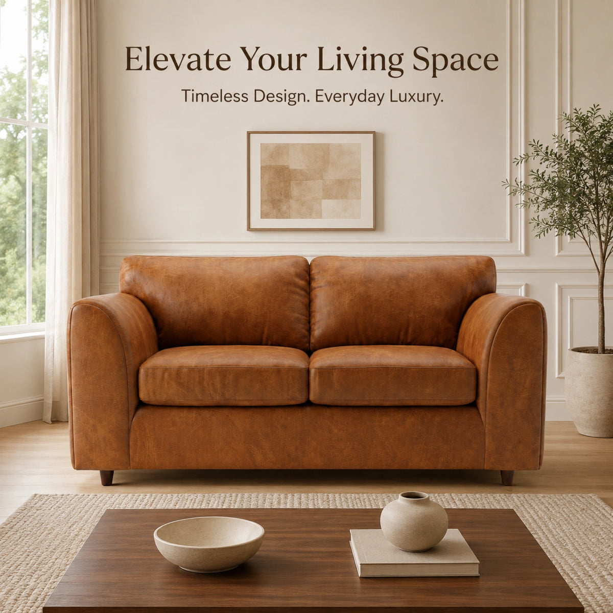 Brown Dillon full back leather sofa from Gamzo Outlet, 3-seater with plush cushioning and classic design.