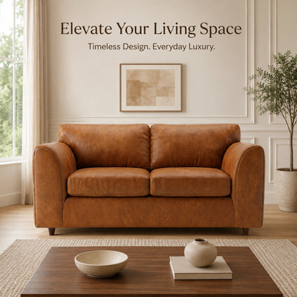 Brown Dillon full back leather sofa from Gamzo Outlet, 3-seater with plush cushioning and classic design.