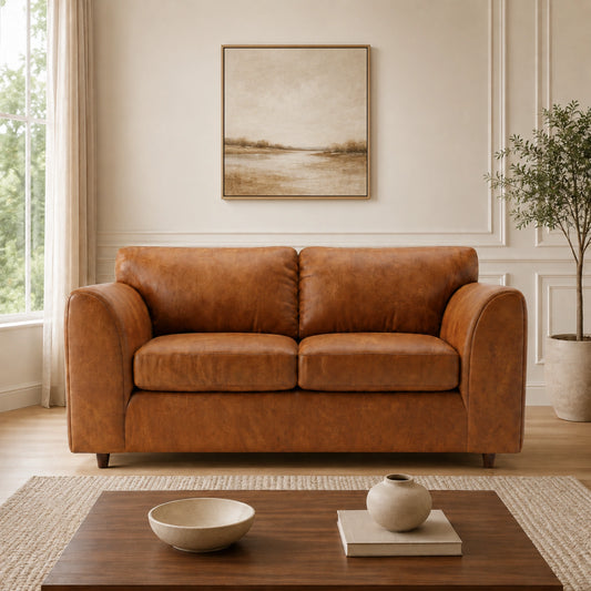 Dillon 3 Seater Full Back Leather Sofa
