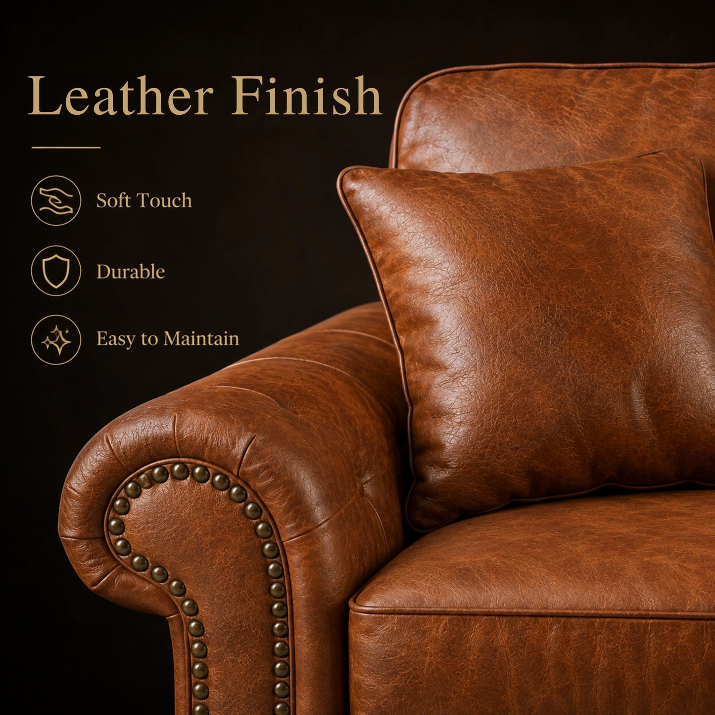 Oakland 3 Seater Full Back Leather Sofa