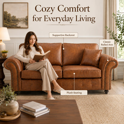 Oakland 3 Seater Full Back Leather Sofa