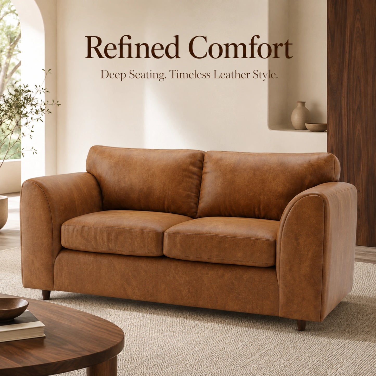 Brown Dillon full back leather sofa by Gamzo Outlet, 3-seater with plush cushioning and elegant design.