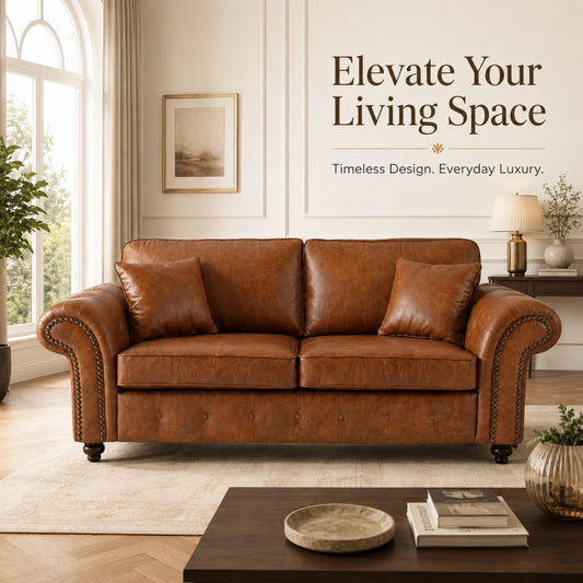 Oakland 3 Seater Full Back Leather Sofa