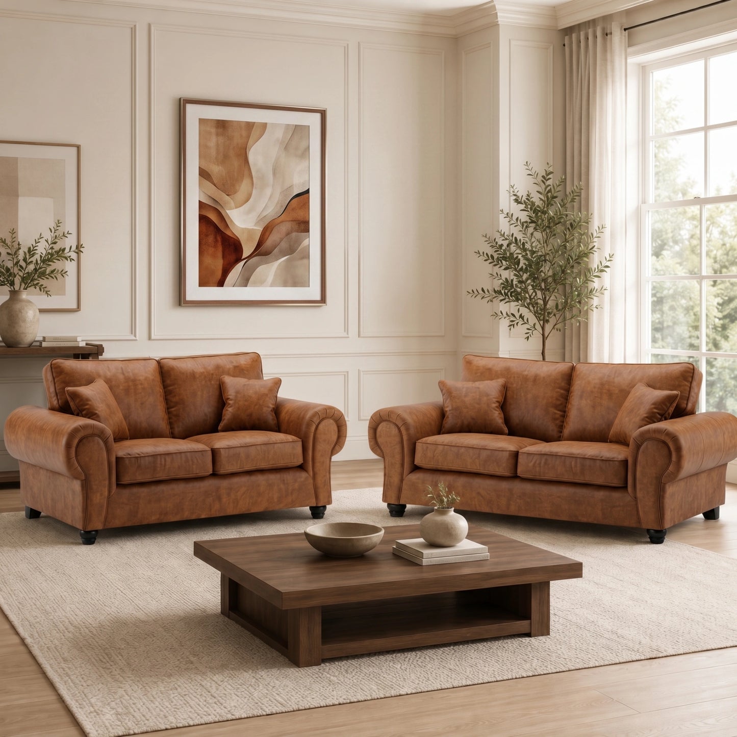 Brown-3+2 Seater