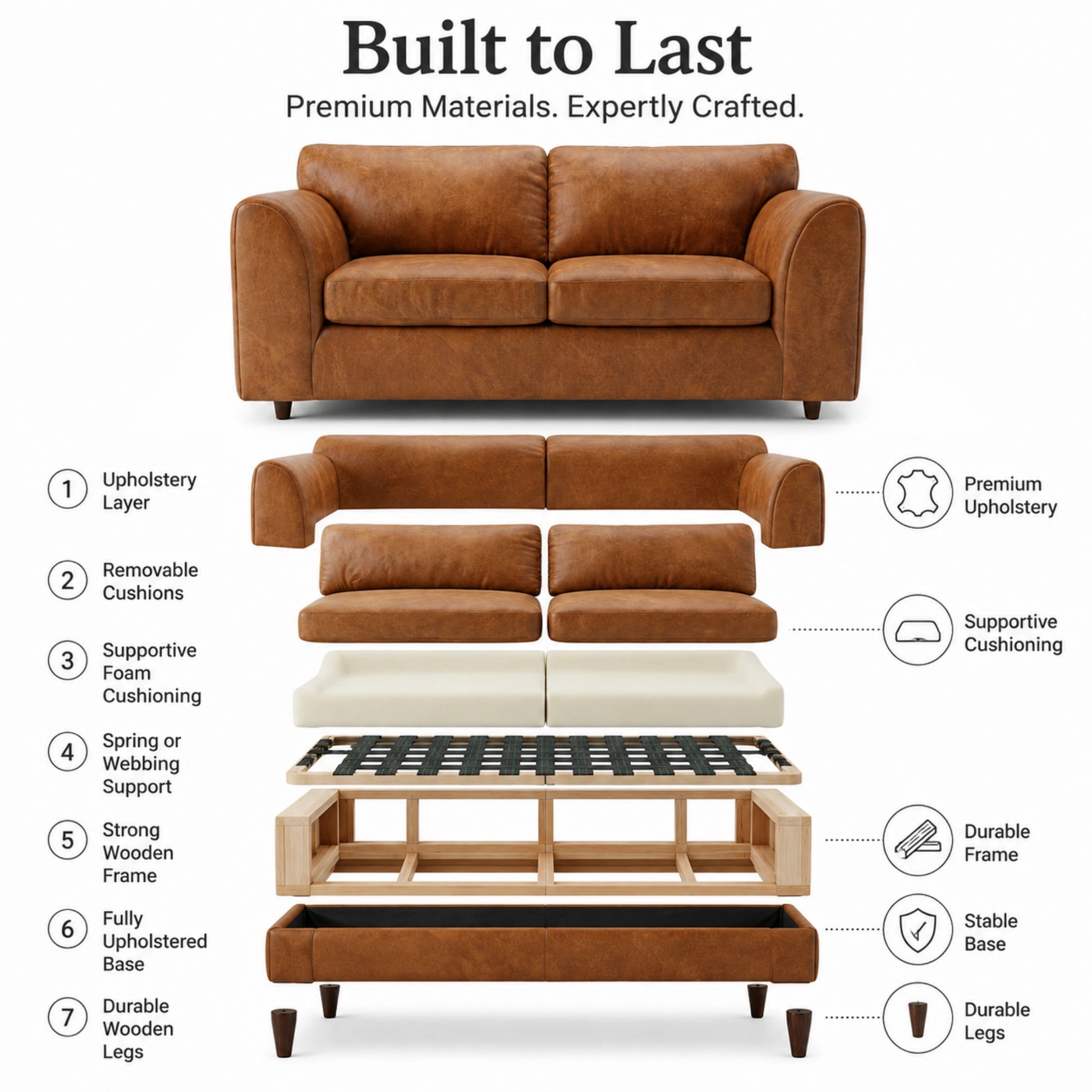  Brown 3+2 Seater