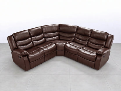 Brown Model R Recliner Corner Sofa by Gamzo Outlet, showcasing plush cushions and modern design in a cozy living room setting.