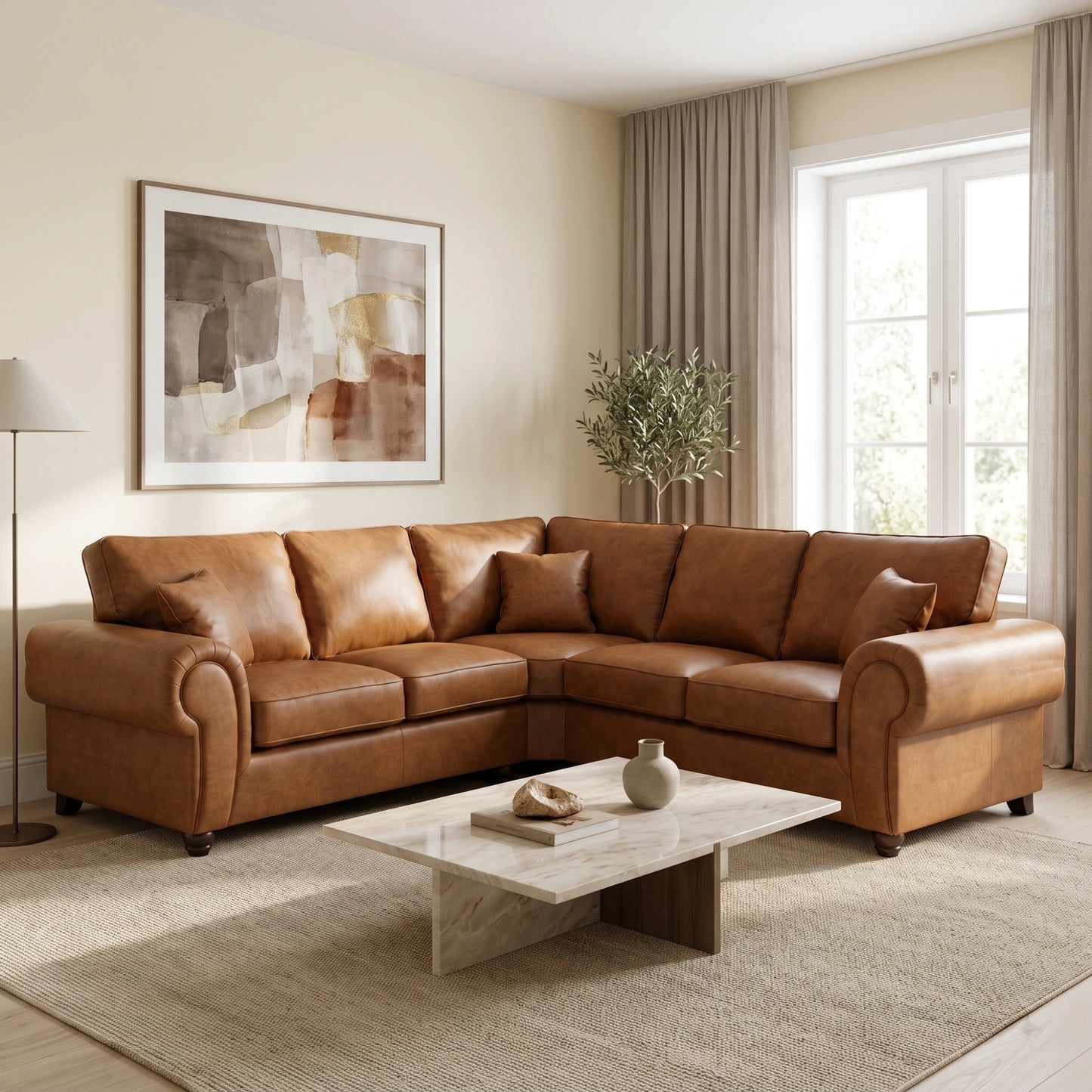 Wilcot Full Back Leather Corner Sofa