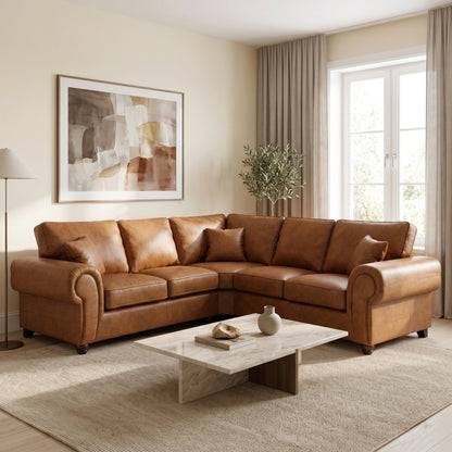 Wilcot Full Back Leather Corner Sofa
