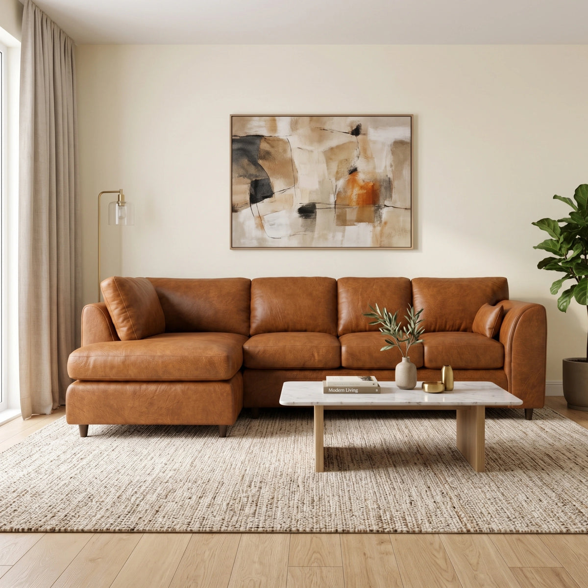Brown | 5 Seater | Left Hand Facing