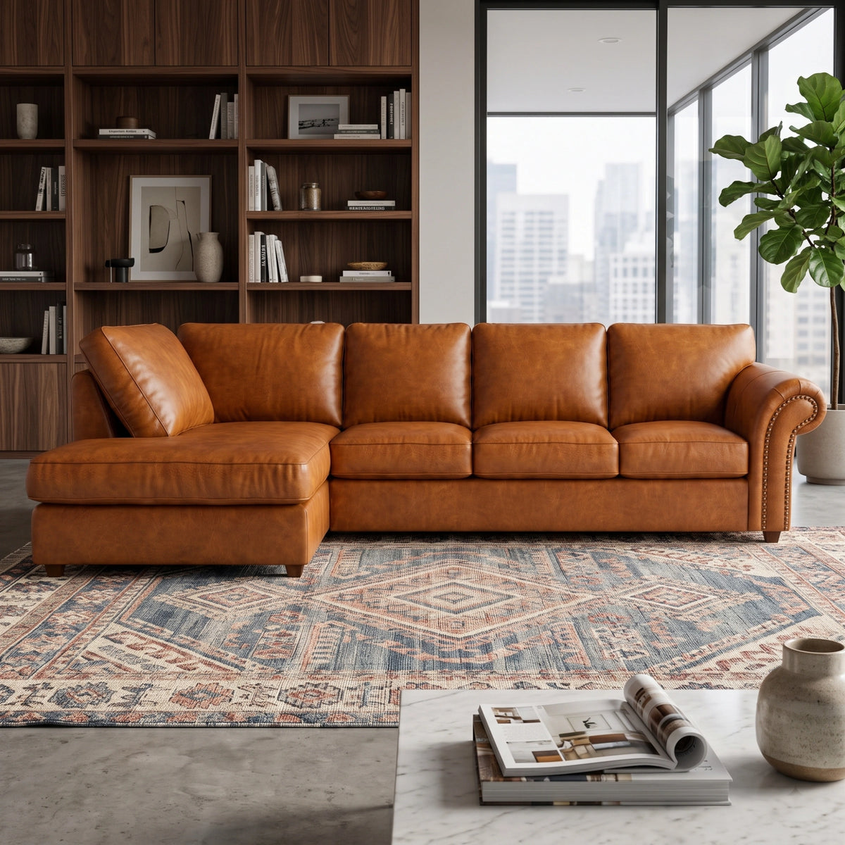 Brown 5 Seater Left hand facing