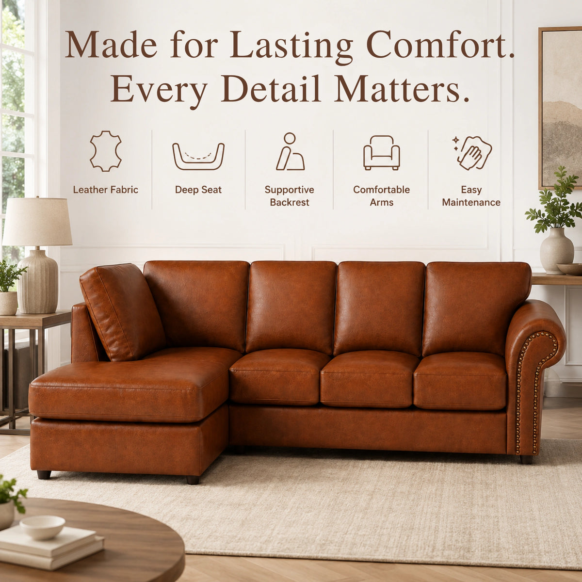 Brown 5 Seater Left hand facing