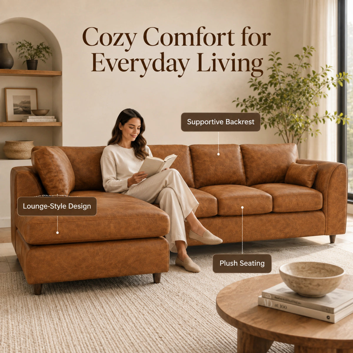 Brown | 5 Seater | Left Hand Facing