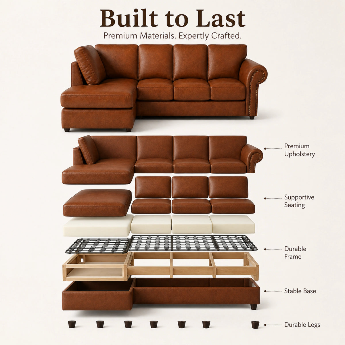 Brown 5 Seater Left hand facing
