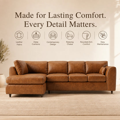 Brown | 5 Seater | Left Hand Facing